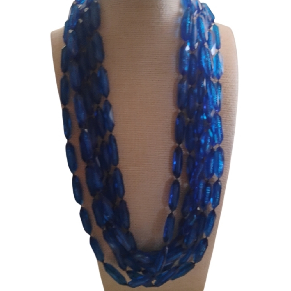 Vintage Statement Three Strand Knotted Lucite Long Neklace